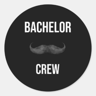 Mens Bachelor Crew Groom Bride Evening Bachelorett Classic Round Sticker
