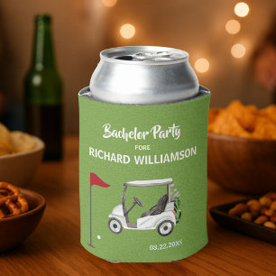 Men's Bachelor Party Golf Theme Name Date Can Cooler