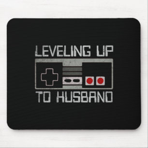 Mens bachelor party levelling up to husband gamer mouse mat