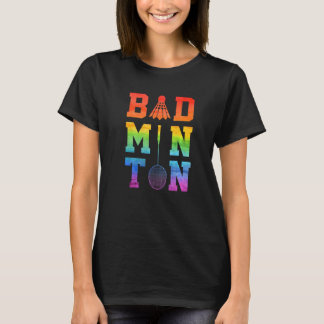 Mens Badminton Graphic Badminton Player Shuttlecoc T-Shirt