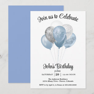 Mens Balloons Birthday Invitation