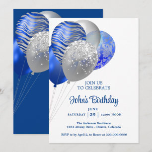 Mens Balloons Birthday  Invitation