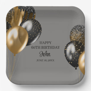 Mens Balloons Birthday  Paper Plate