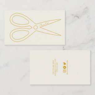 Mens barber hair cut with gold scissors logo business card