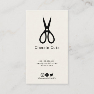 Mens barber hair cut with scissors logo business card