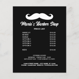 Men's barber shop hair salon price list promo flyer