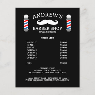 Men's barber shop hair salon price list template flyer