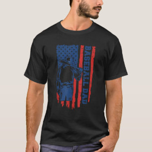 Mens Baseball Dad Flag Gifts Dad Men Baseball Fath T-Shirt