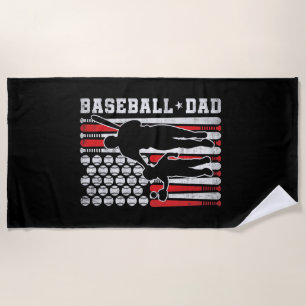 Mens Baseball Dad Shirt Coach Batter Pitcher Baseb Beach Towel