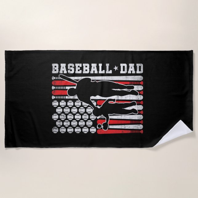 Mens Baseball Dad Shirt Coach Batter Pitcher Baseb Beach Towel (Front)