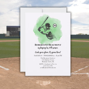 Men's Baseball Hitting 50th Birthday Invitation