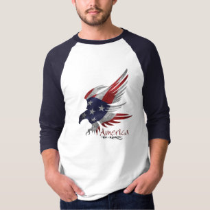 Men's Baseball Jersey 3/4 Sleeve Patriotic T-Shirt