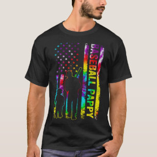 Mens Baseball Pappy American Flag Tie dye T-Shirt