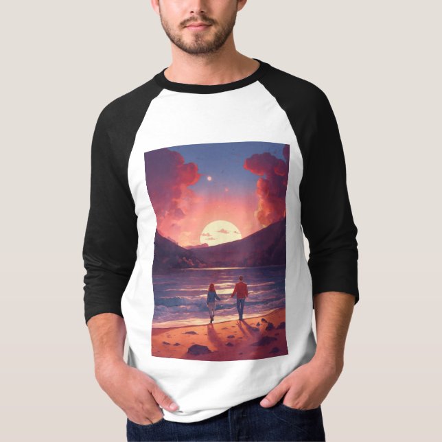 Men's Basic 3/4 Sleeve Raglan T-Shirt (Front)