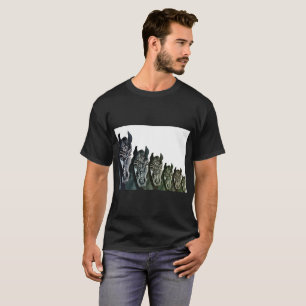 Men's Basic Dark T-Shirt, Black Horses Art T-Shirt