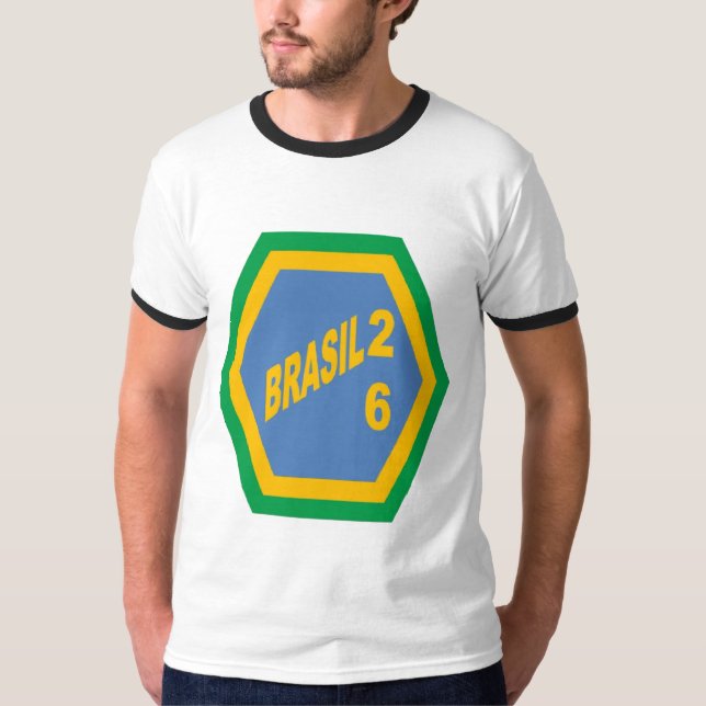  Men's Basic Ringer T-Shirt  BRASIL  26 (Front)