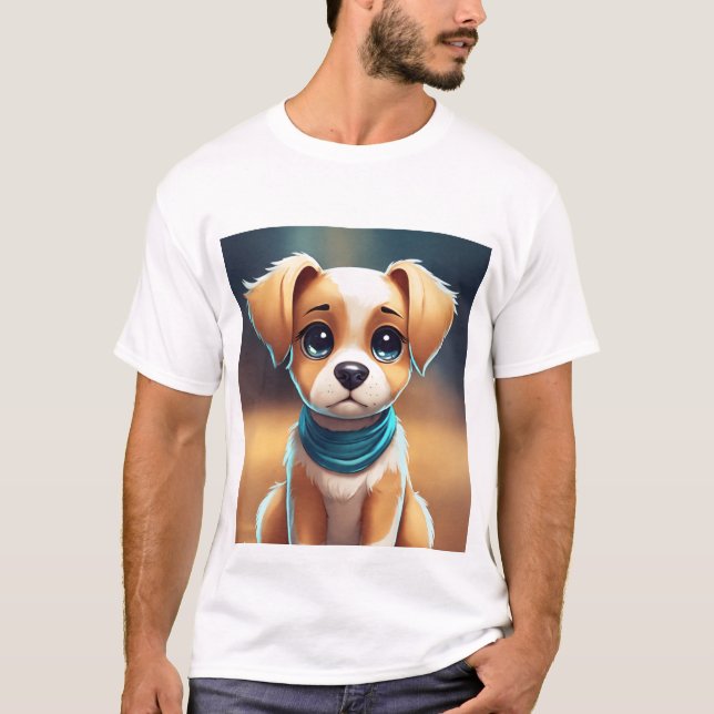 Men's Basic T-Shirt Printed Puppy  (Front)