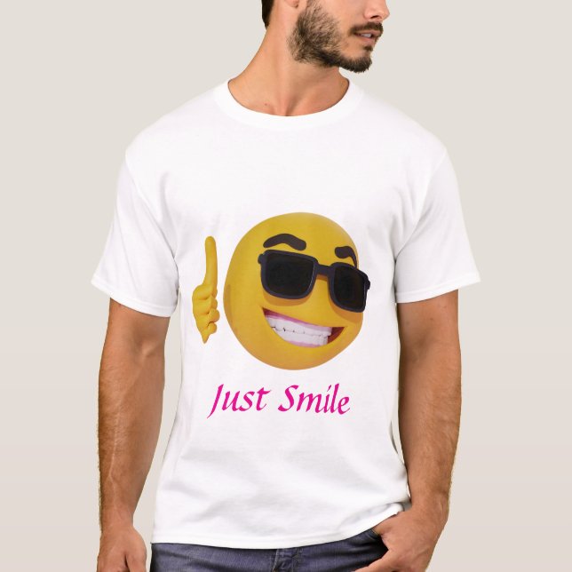 Men's Basic T-Shirt with smile Emoji (Front)