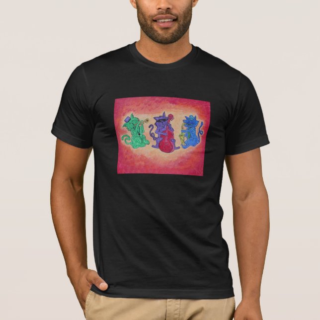 Men's Basic Tee Shirt  Jazz Cats (Front)
