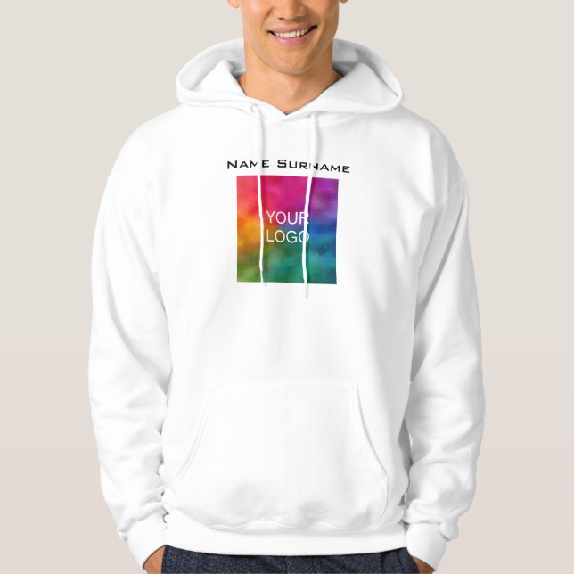 Men's Basic White Hoodie Business Logo Front (Front)