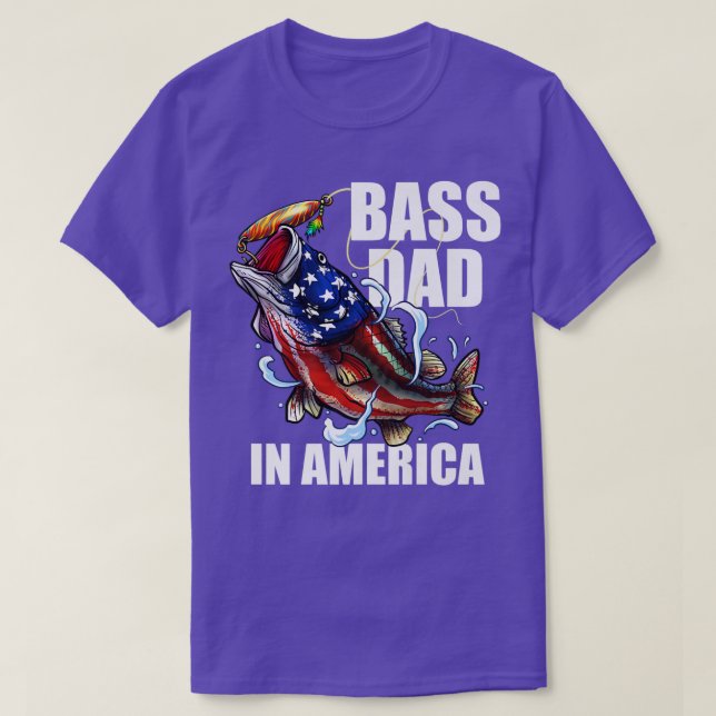 Mens Bass Dad In America Funny Bass Fishing Fisher T-Shirt (Design Front)