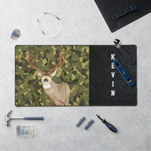 Men's Bass Fishing Name Rustic Sports Hobby Camo Desk Mat
