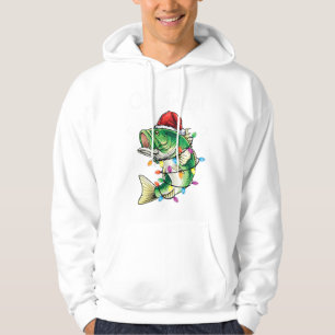 Mens Bass Fishing Santa Oh Snap Christmas Fishing Hoodie