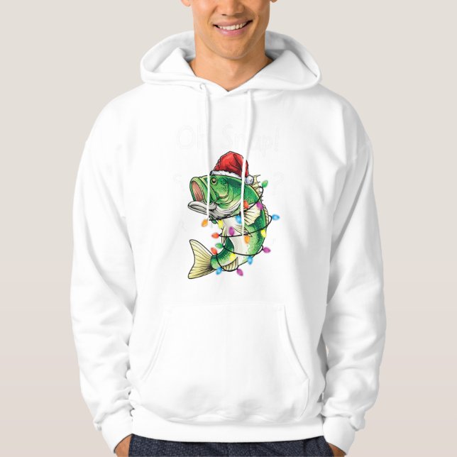 Mens Bass Fishing Santa Oh Snap Christmas Fishing  Hoodie (Front)