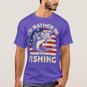 Mens Bass FishingBoy Funny Id Rather Be Fishing Fi T-Shirt
