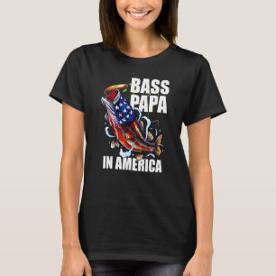 Mens Bass Papa In America Bass Fishing American Fl T-Shirt