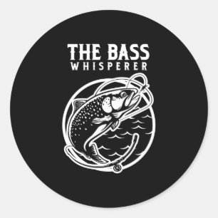 Mens bass whisper fishing rod gift performance classic round sticker