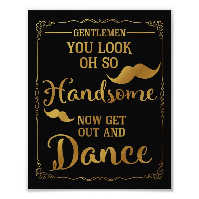 mens bathroom wedding sign gold (Front)