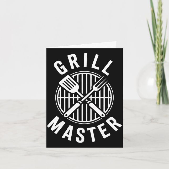 Mens bbq grill master backyard barbecue smoke king card (Front)