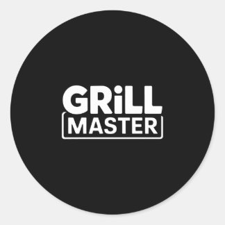Mens bbq grill master backyard barbecue smoke king classic round sticker