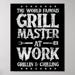 Mens Bbq Grillmaster Funny The World Famous Grill Poster