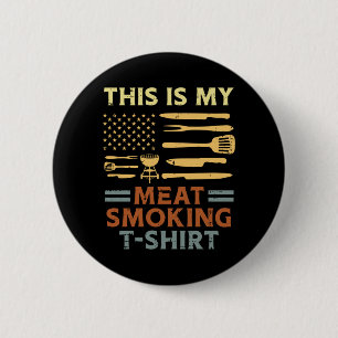 Mens Bbq Meat Smoking Shirt Flag Barbecue Patriot 6 Cm Round Badge