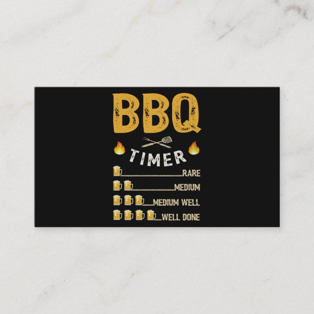Mens BBQ Timer Barbecue Funny Grill Grilling Beer  Business Card (Front)
