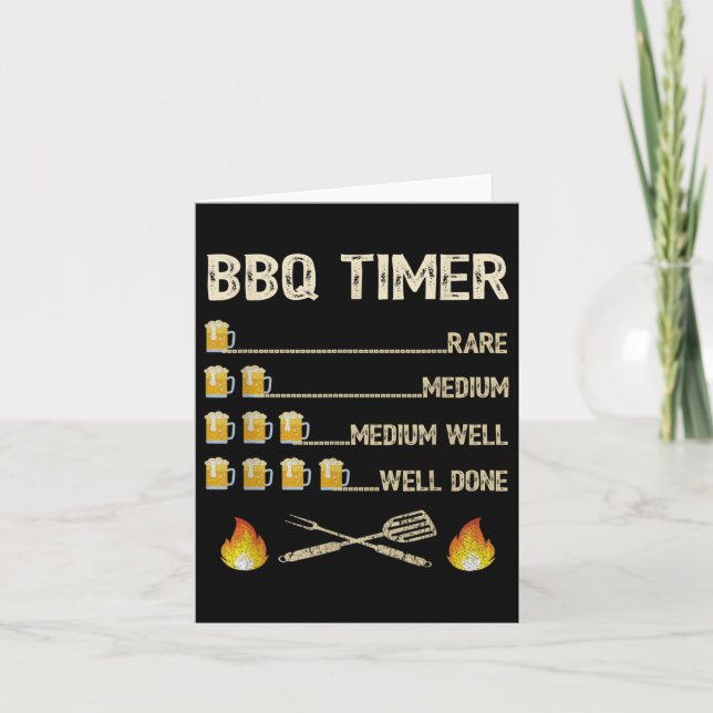 Mens Bbq Timer Funny Barbecue Grill Grilling Beer  Card (Front)
