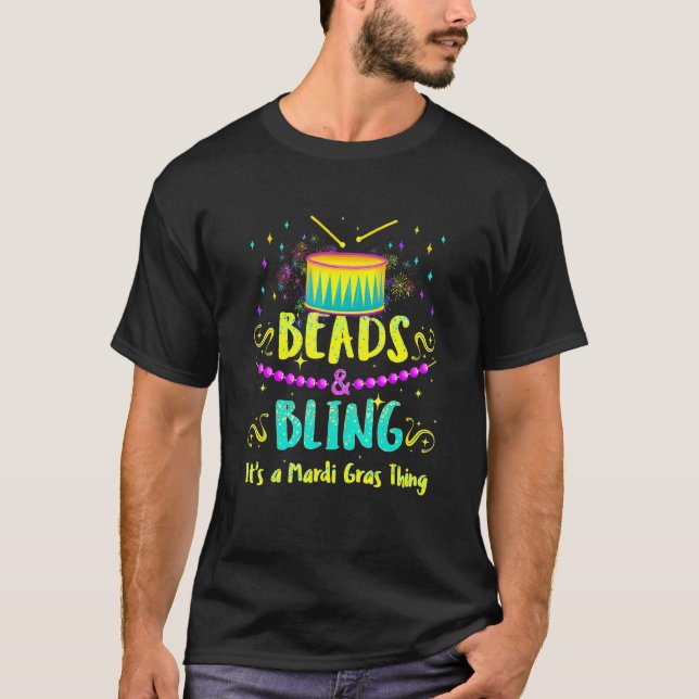 Mens Beads and Bling It's a Mardi Gras Thing Shirt (Front)