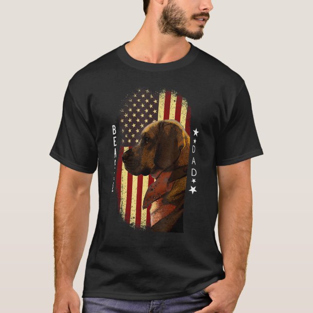 Mens Beagle Dad American Flag Patriotic Beagle Des T-Shirt (Front)