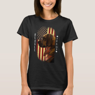 Mens Beagle Dad American Flag Patriotic Beagle Des T-Shirt