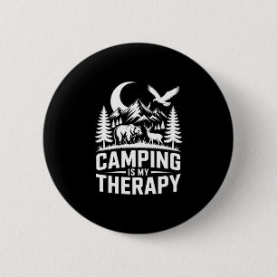 Men's bear camping is my therapy performance 6 cm round badge