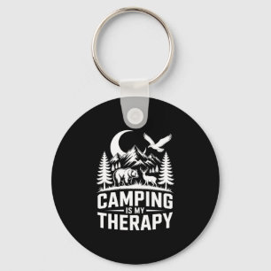 Men's bear camping is my therapy performance key ring