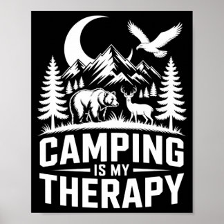 Men's bear camping is my therapy performance poster