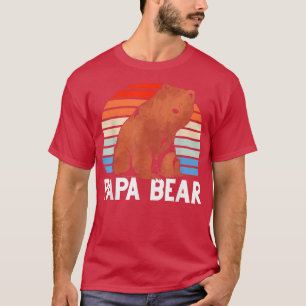 Mens Bear Family Dad Daddy Papa Animal Retro Papa  T-Shirt