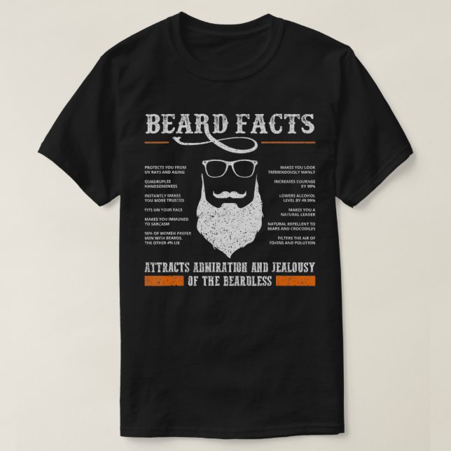 Mens Beard Facts  Funny Barber Bearded Mustache Ma T-Shirt (Design Front)