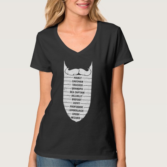 Mens Beard Measurement Chart Funny Beard Length be T-Shirt (Front)