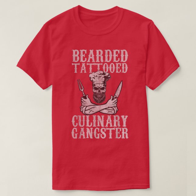 Mens Bearded Tattooed Culinary Gangster Pro Cookin T-Shirt (Design Front)