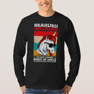 Mens Bearded Uncle Corn Fathers Day Beard Unicorn T-Shirt