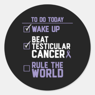Mens Beat Testicular Cancer Rule the World Classic Round Sticker